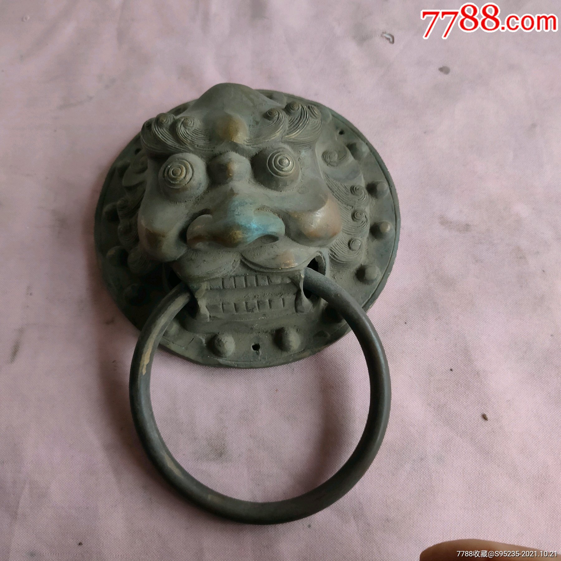 一个做工精致特别有神气的铜门环,铜杂件,铜门箱柜配件,年代不详,黄铜