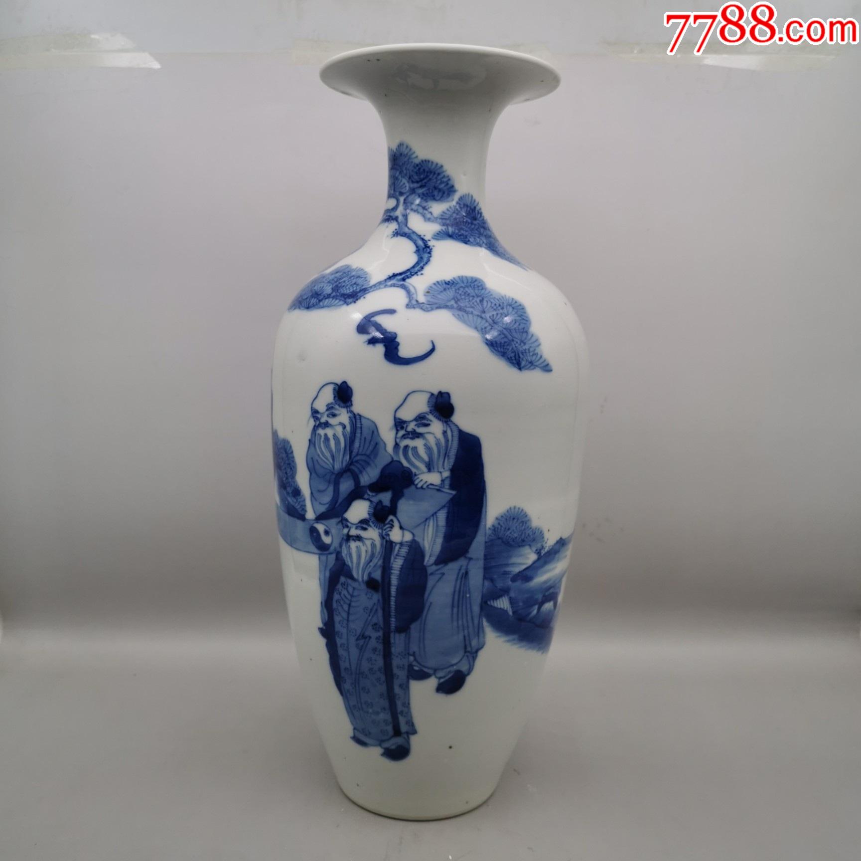 清代五老观图青花瓶,青花瓷,白地青花,清朝,瓶,人物,其他窑系,se8