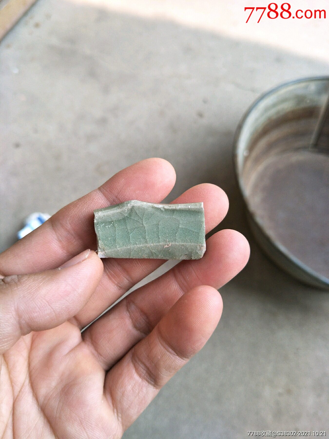 明代龙泉窑青瓷瓷片残片临清运河古玩店万枚古陶瓷标本馆