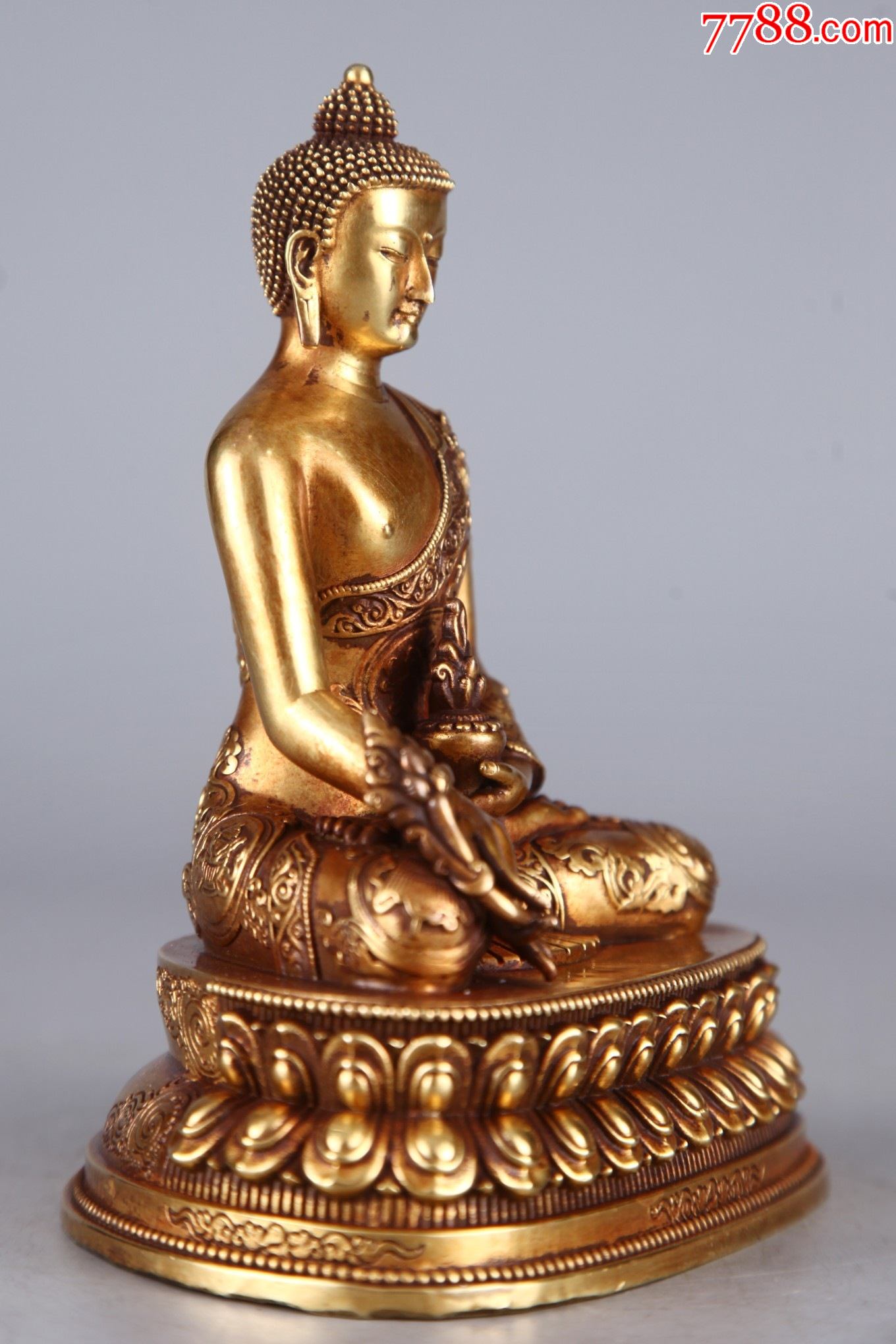 精铸紫铜胎鎏金阿弥陀佛坐像a91ls25f,铜像/铜佛像,如来佛铜像,21世纪