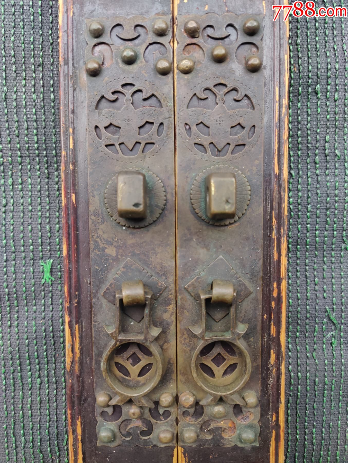 古董铜攀门箱柜配件清代家具蝴蝶铜攀拉手铜板文房装饰收藏真品