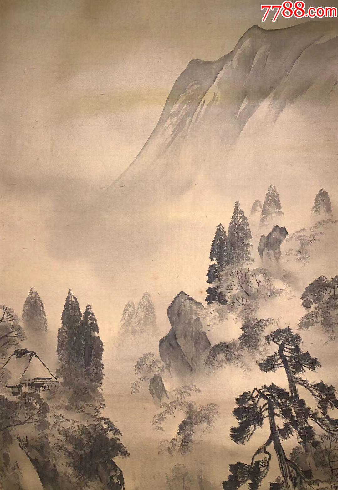 日本回流老字画云谷归樵3871中古真迹书画,山水国画原作,其他山水原画