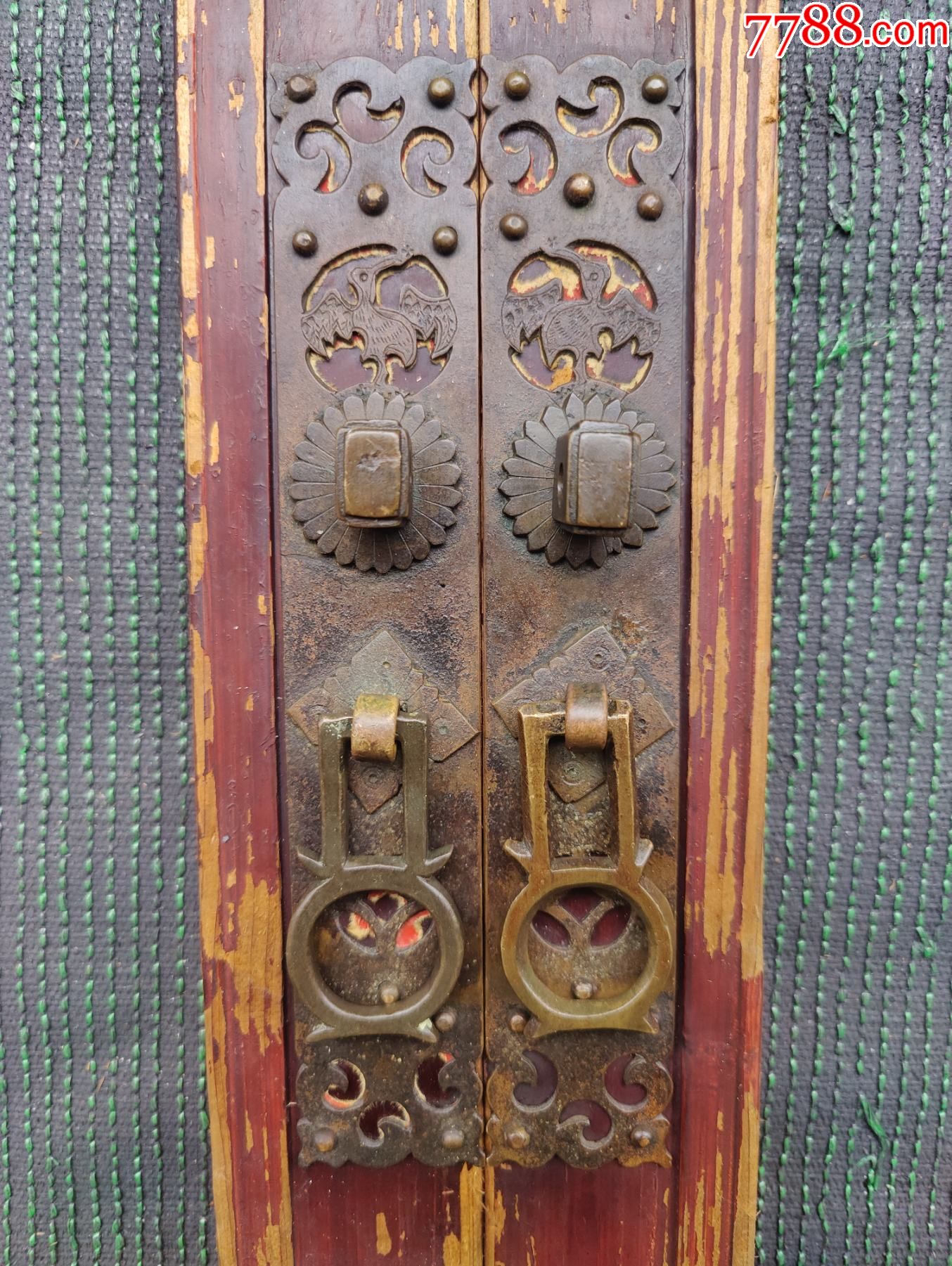 清代老家具老铜攀宜黄攀雕刻喜鹊,厚重鼻锁配铜锁漂亮_价格360.