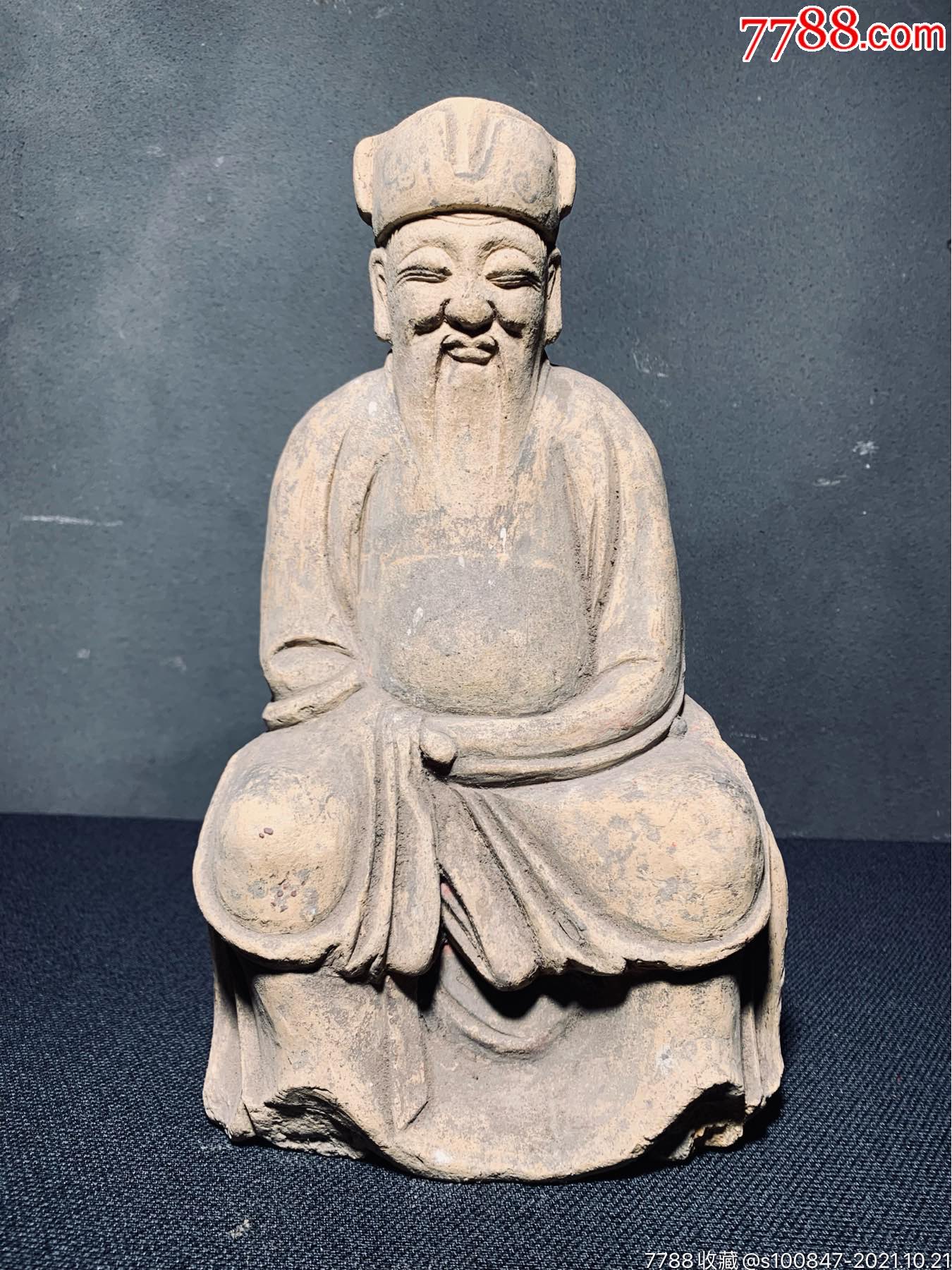 土地爷老石雕造像