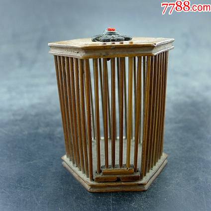 六边形蝈蝈纺织娘竹制宠物笼清代民国老笼子保真保老古董古玩杂项收藏