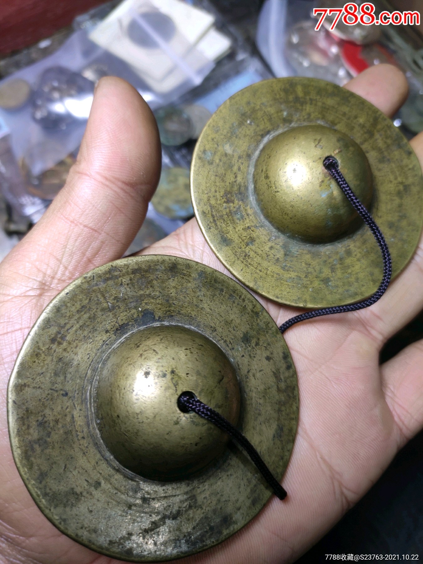 清代厚重儿童玩具铜擦一对