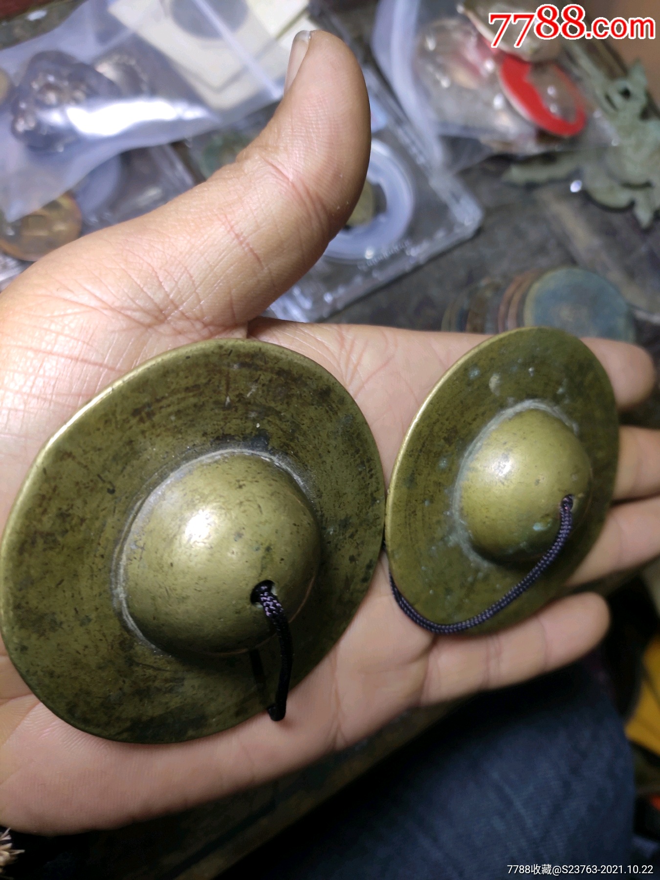 清代厚重儿童玩具铜擦一对