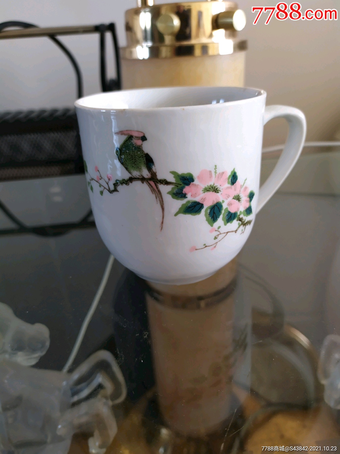 50年代手绘花鸟杯