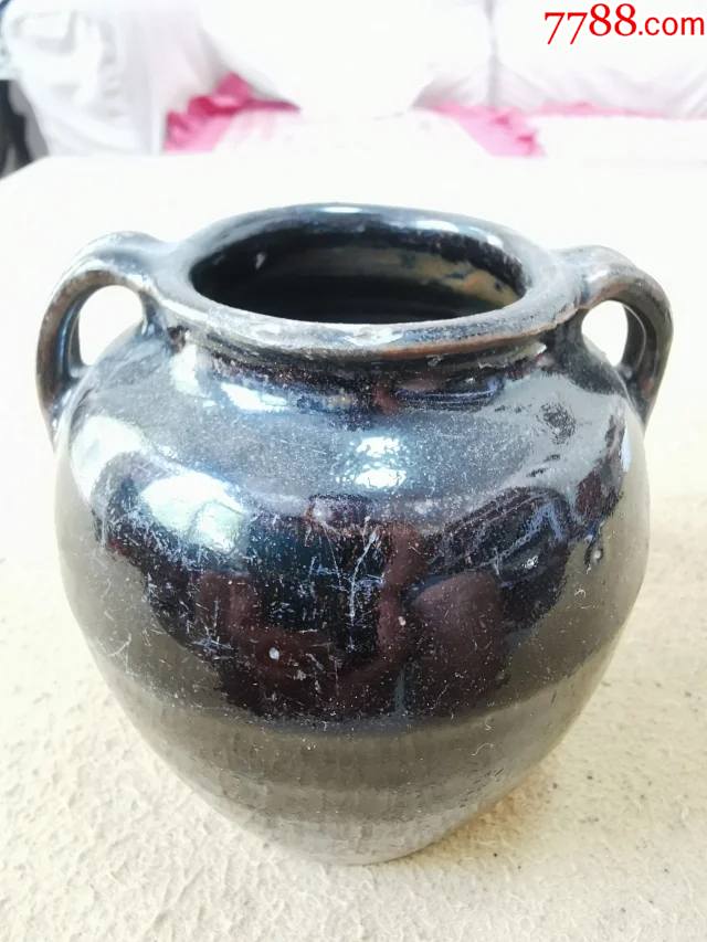 宋元时期黑釉瓷，建窑双系罐-黑瓷/天目瓷-7788旧书网