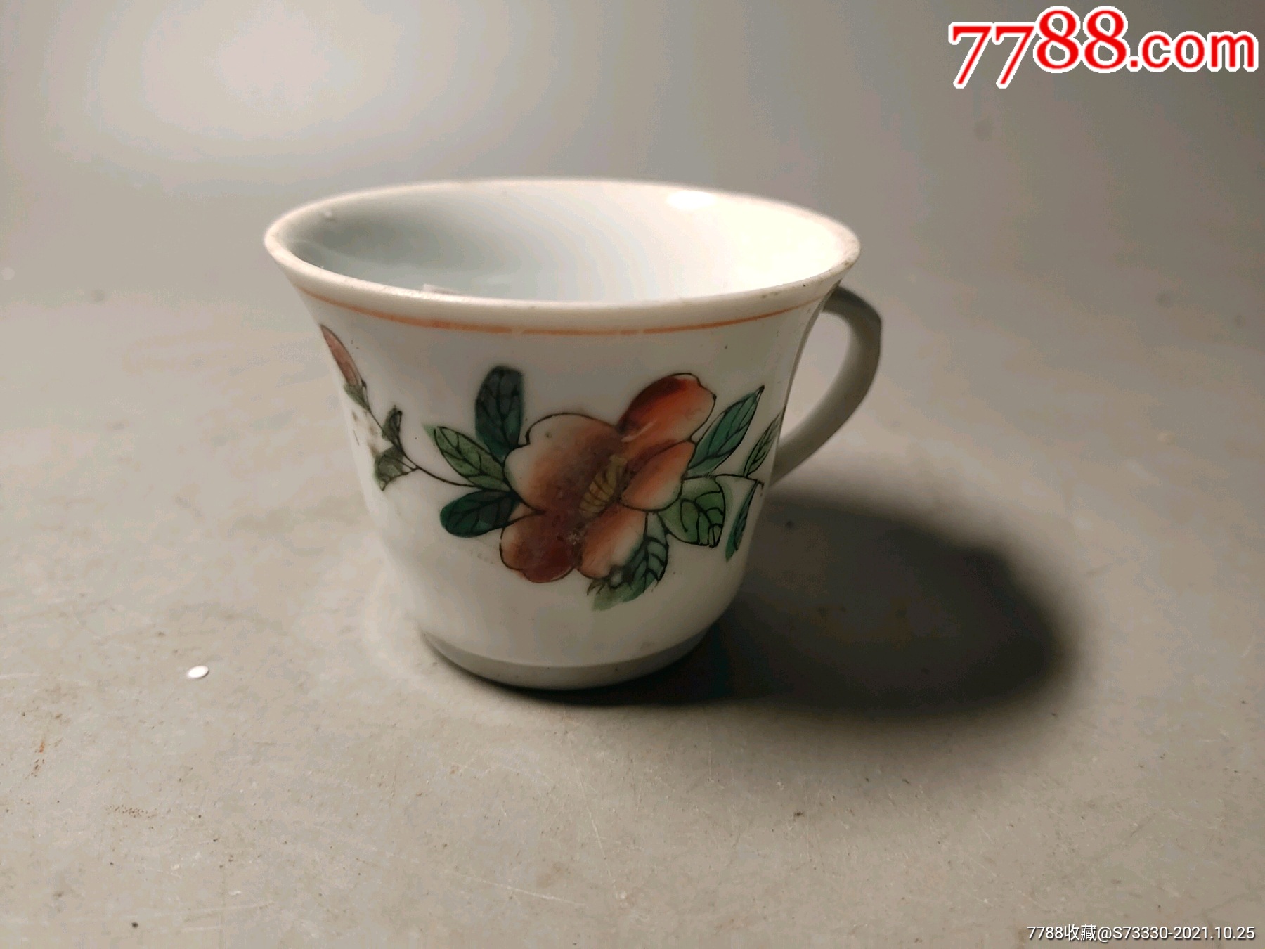 567瓷器文革时期手绘一枝花小杯子3