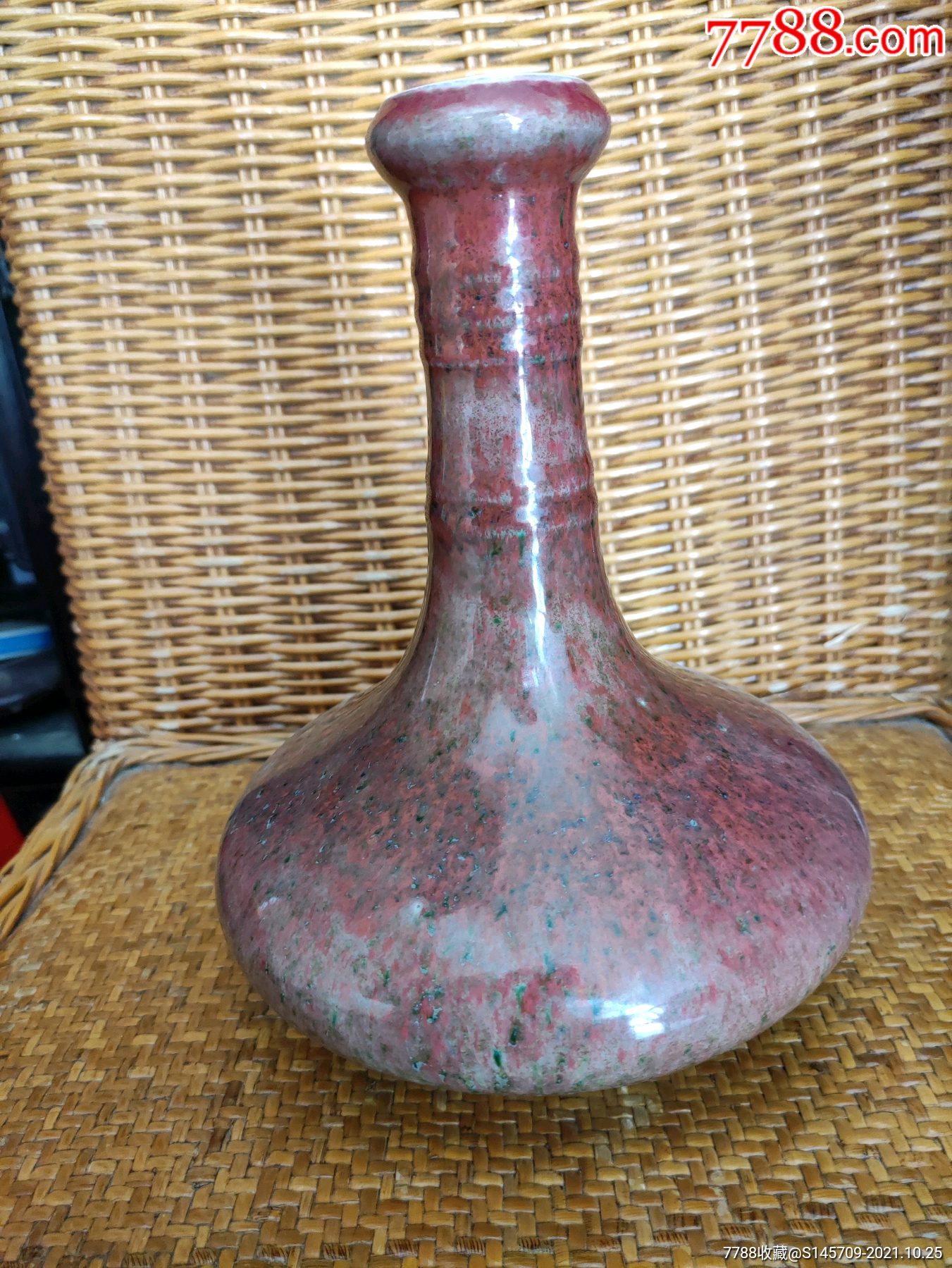 清代霁红窑变蒜头瓶喜欢的不要错过细节如图