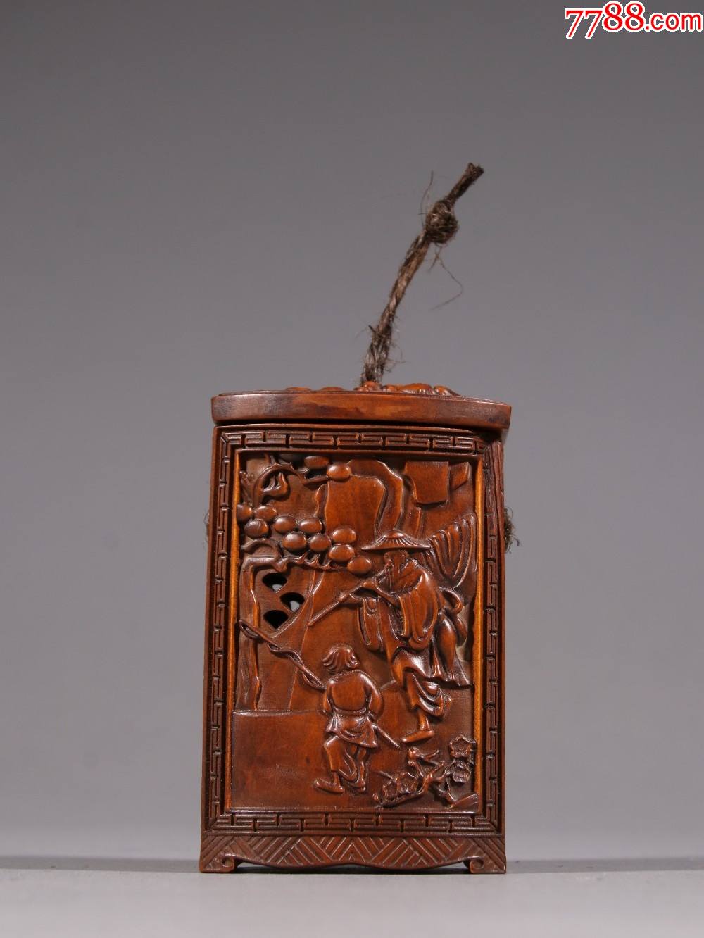 晚清黄杨木人物故事香囊-价格:5200元-se83365460-木雕挂件-零售-7788