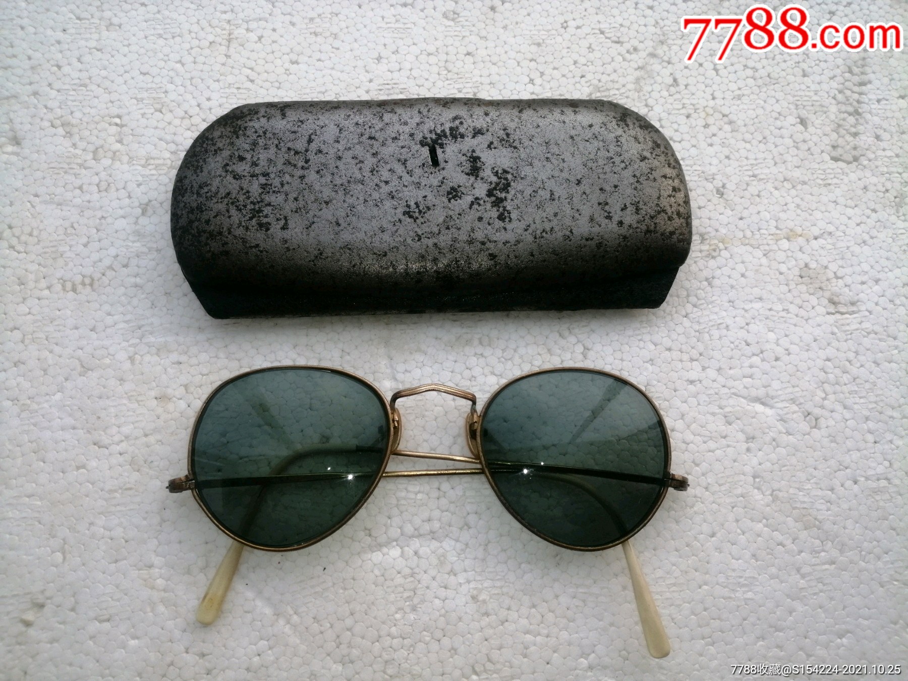 民国时期高档金丝老墨镜全品带原盒