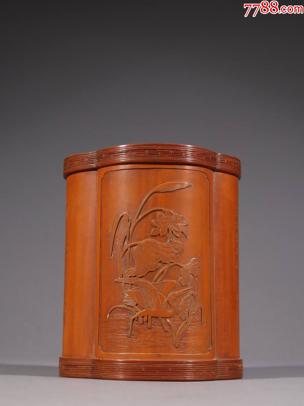 木胎贴黄海棠式笔筒-价格:10000元-se83374669-笔筒-零售-7788收藏__