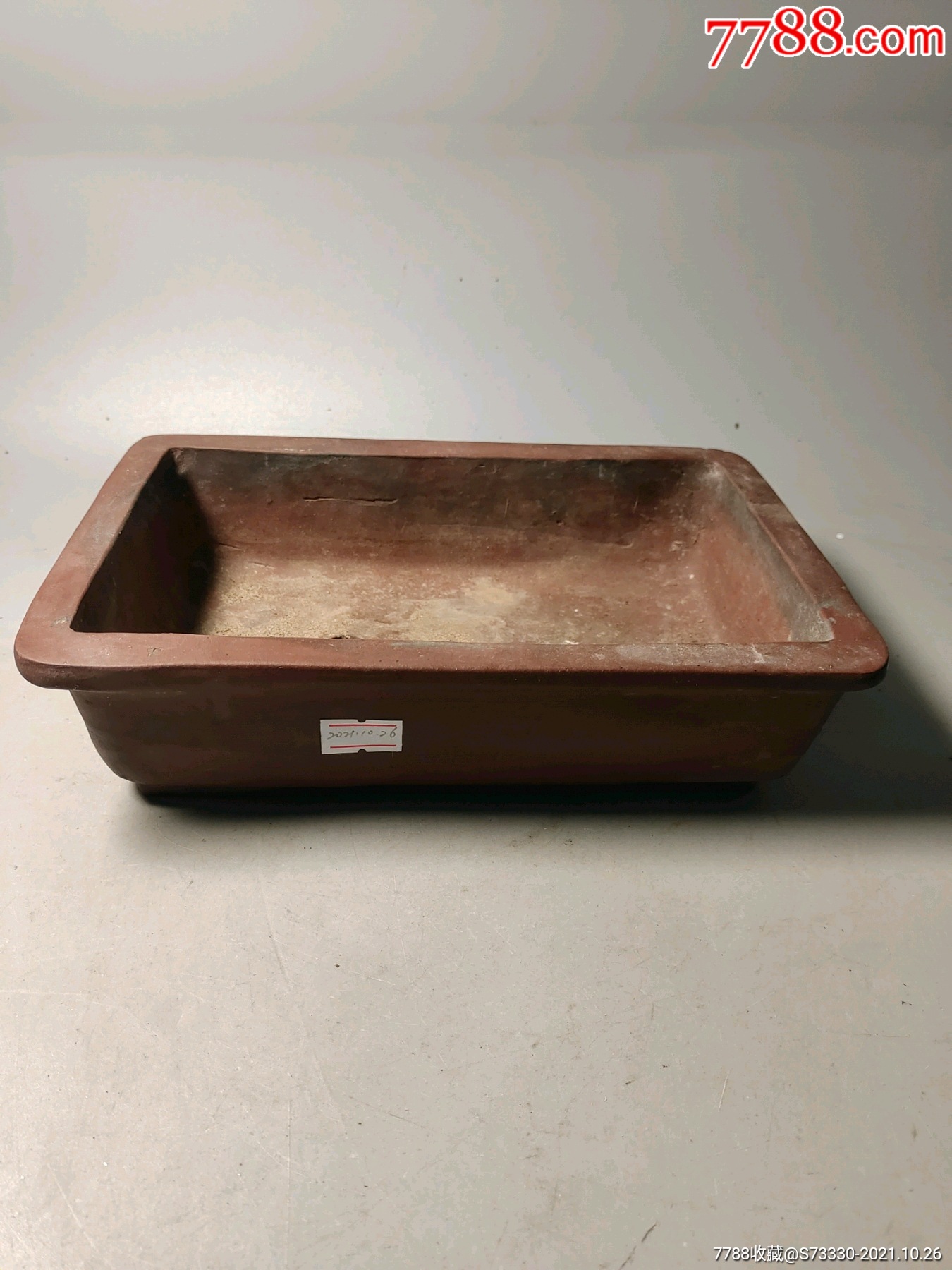 80年代左右中国宜兴长方形飘口紫砂花盆