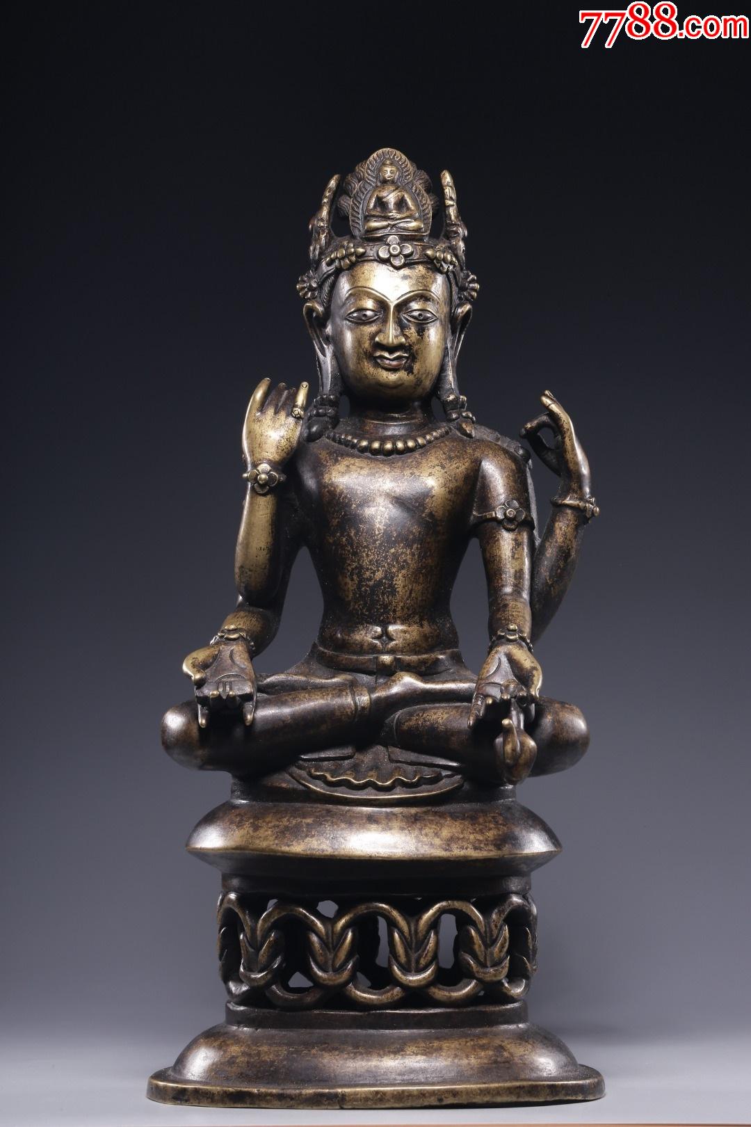 清合金铜四臂观音坐像