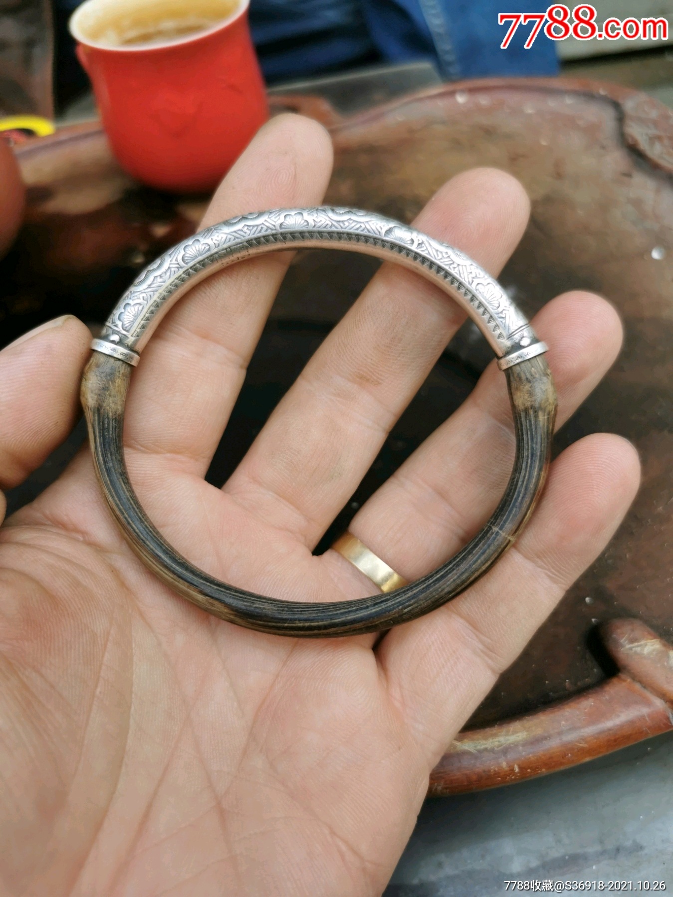清代吉语钱纹风藤手镯风藤镯银手镯一只有源润款