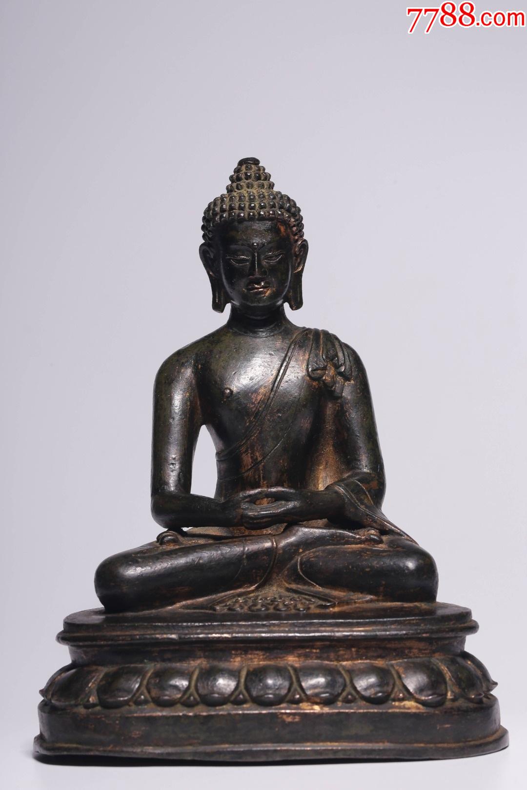 宋元,铜漆金释迦牟尼坐像_佛像/造像_老玩物古玩收藏【7788收藏__收藏