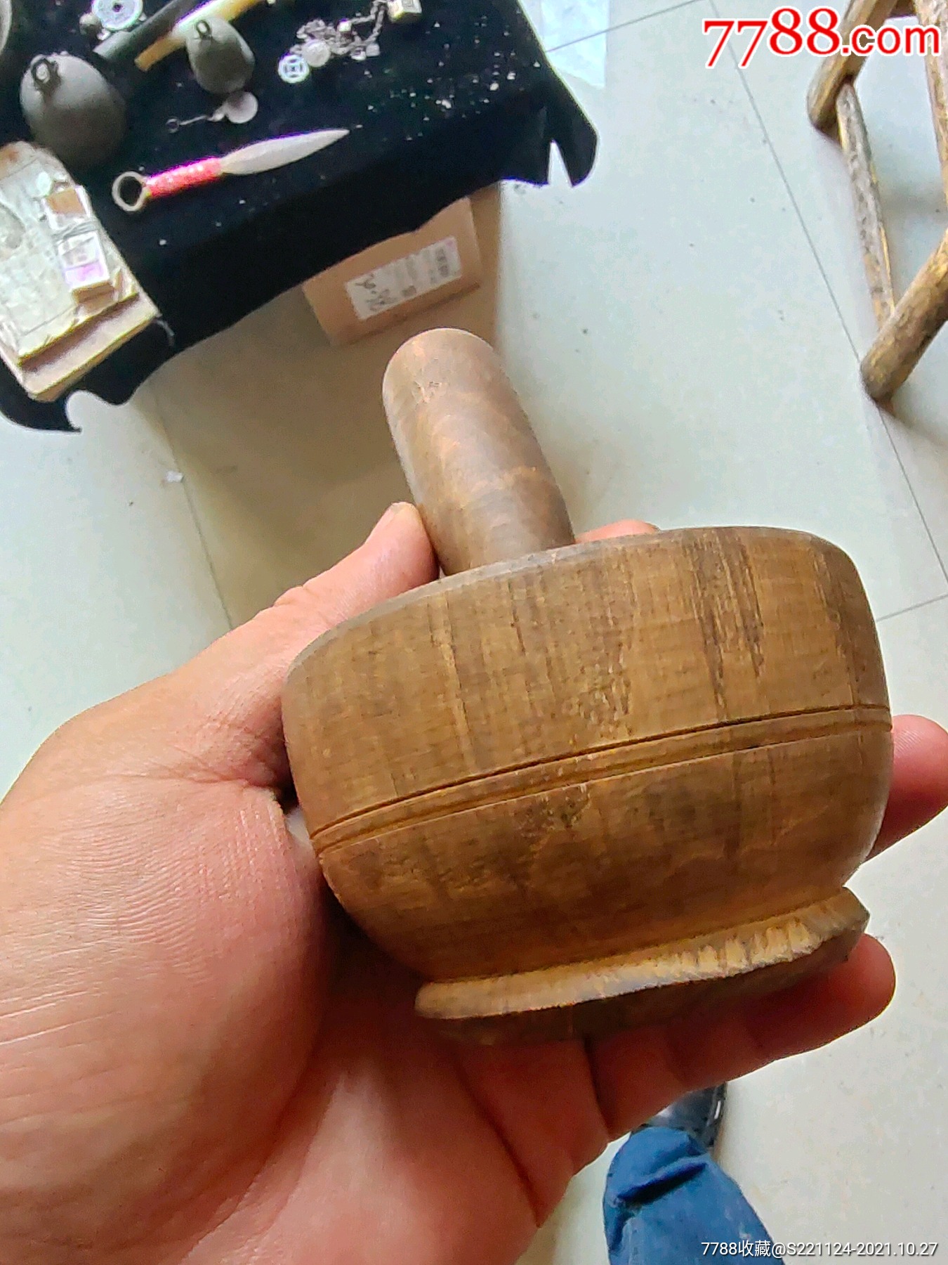 清末民国木头捣药碗