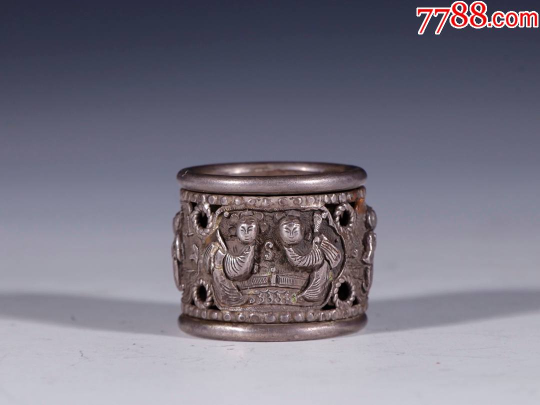 银制人物转心扳指