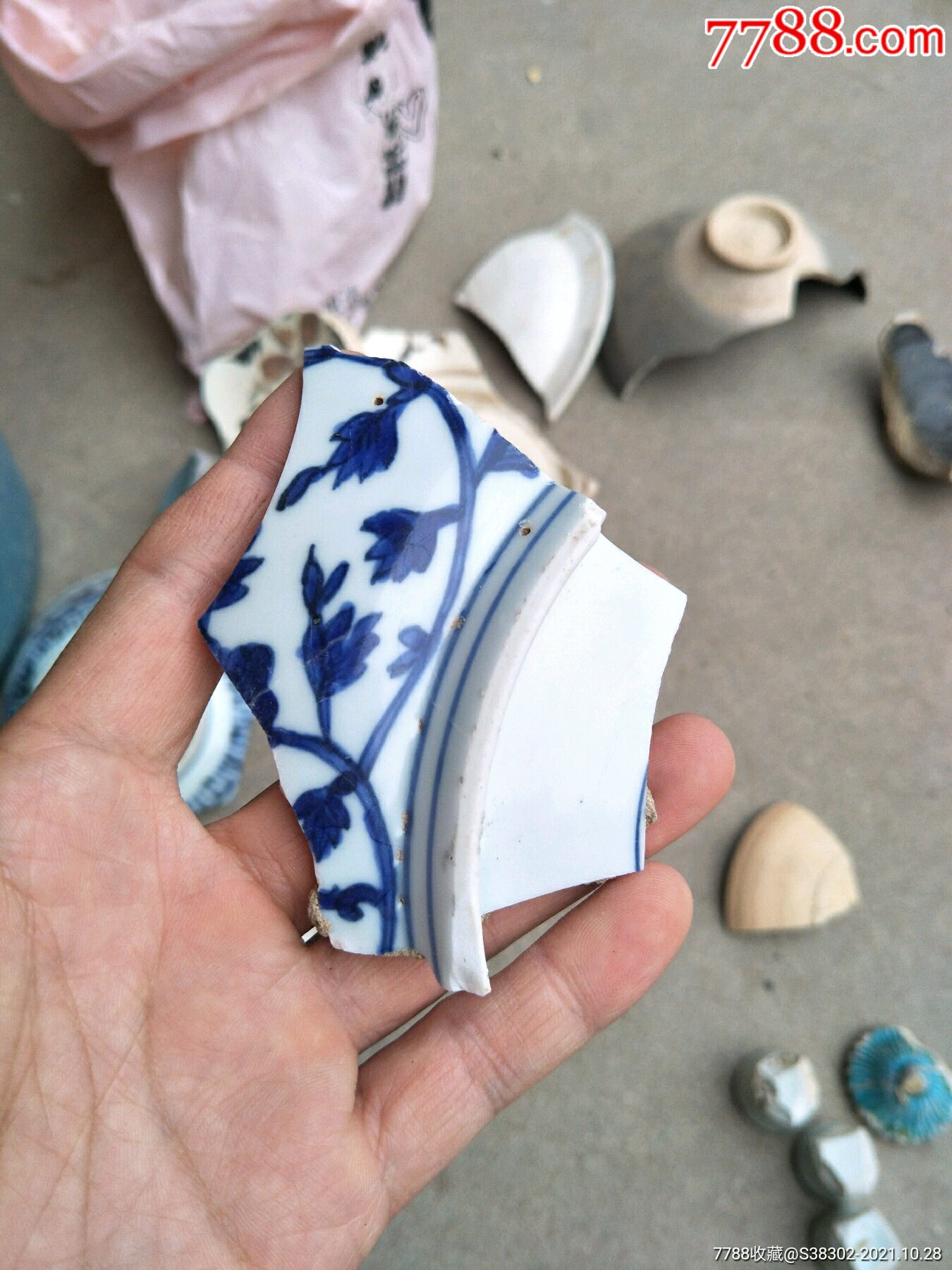 清代赛官窑青花瓷片残片临清运河古玩店万枚古陶瓷标本馆