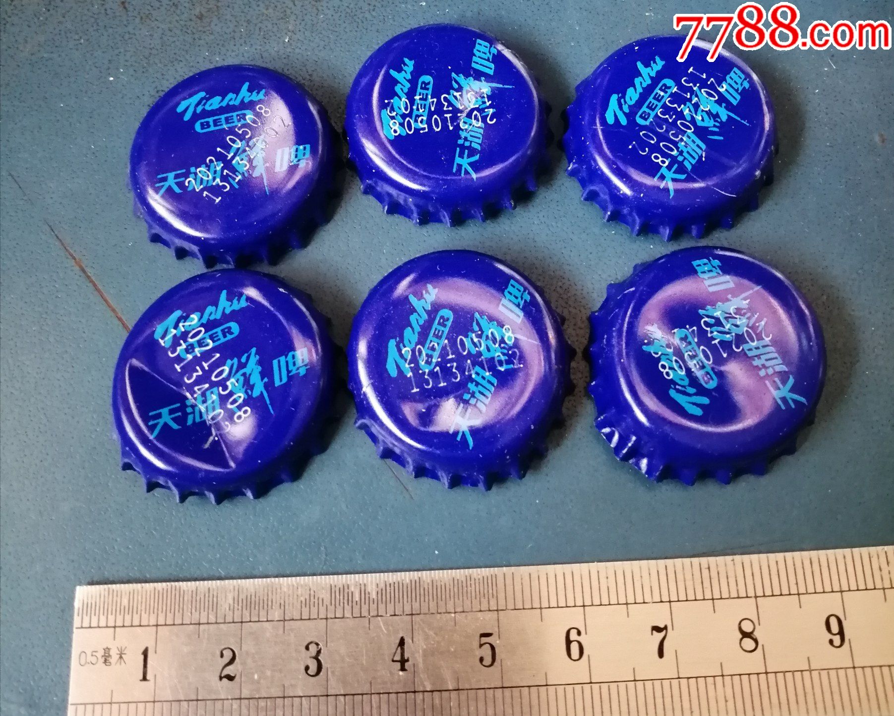 啤酒瓶盖天湖啤酒6个6元蓝色的
