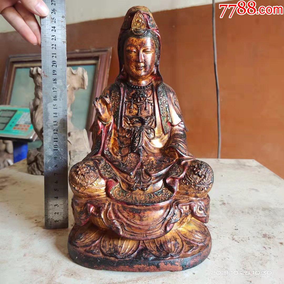 高度26厘米,老气樟木雕观音神像菩萨佛像,包邮_价格60元【木雕佛像与