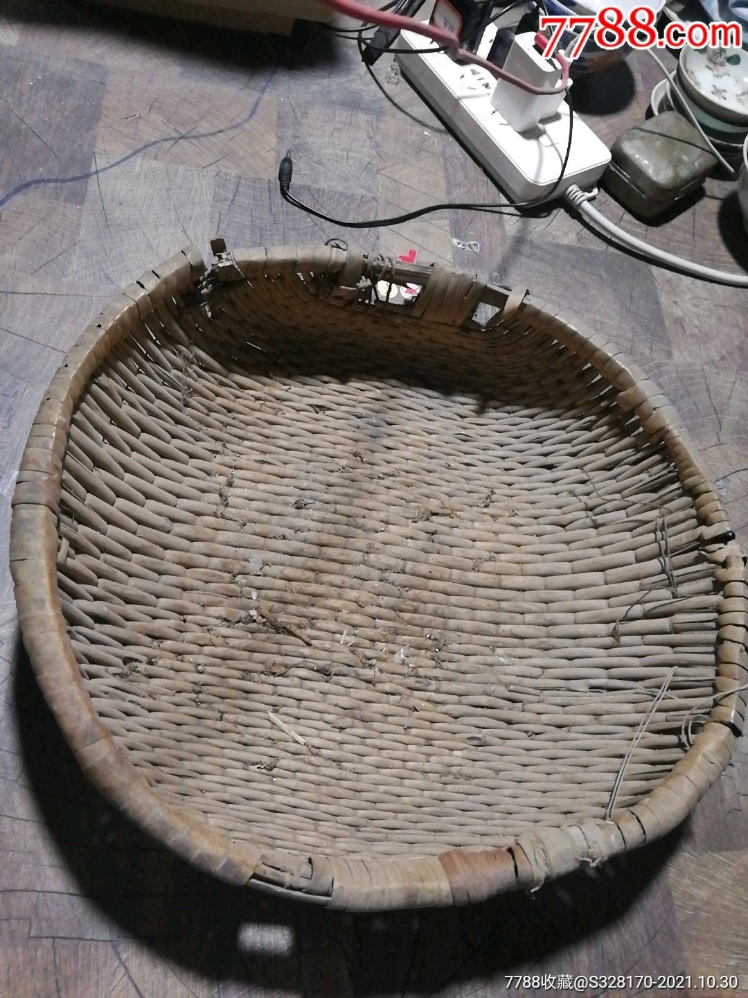藤条编织老针线筐