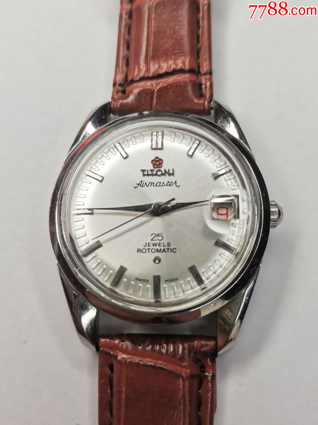 80年代梅花titoni自动手表绝版古董表瑞士中古表原装正品男表腕表