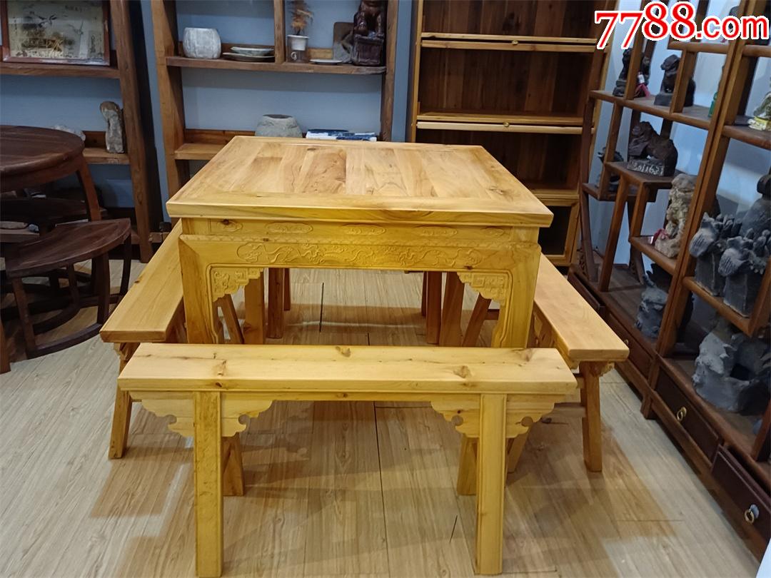 一口价m4469柏木本色四方桌一套