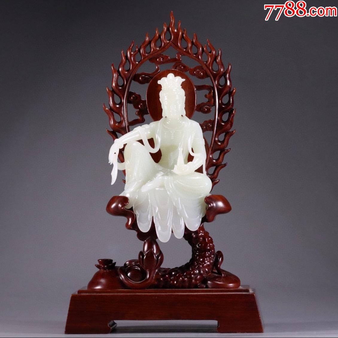 和田白玉观音坐像