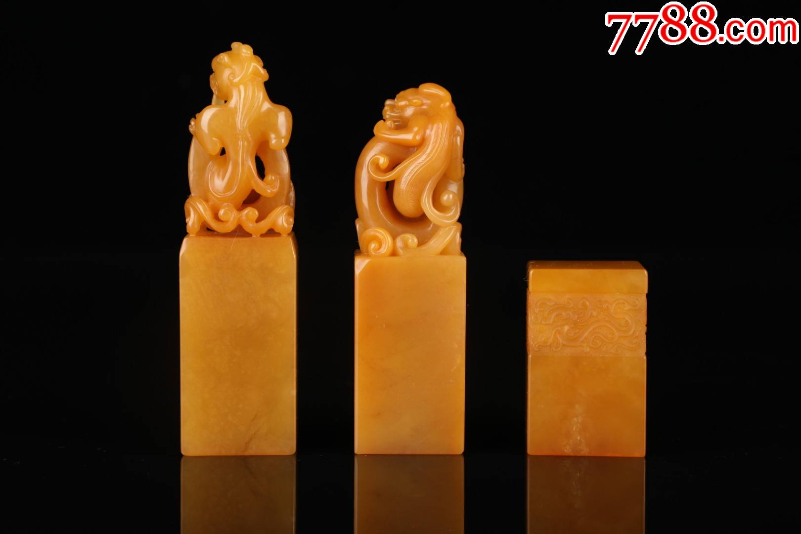 旧藏【寿山石花开富贵】文房印章￥6,8009品99名家"沈臬"款田黄石