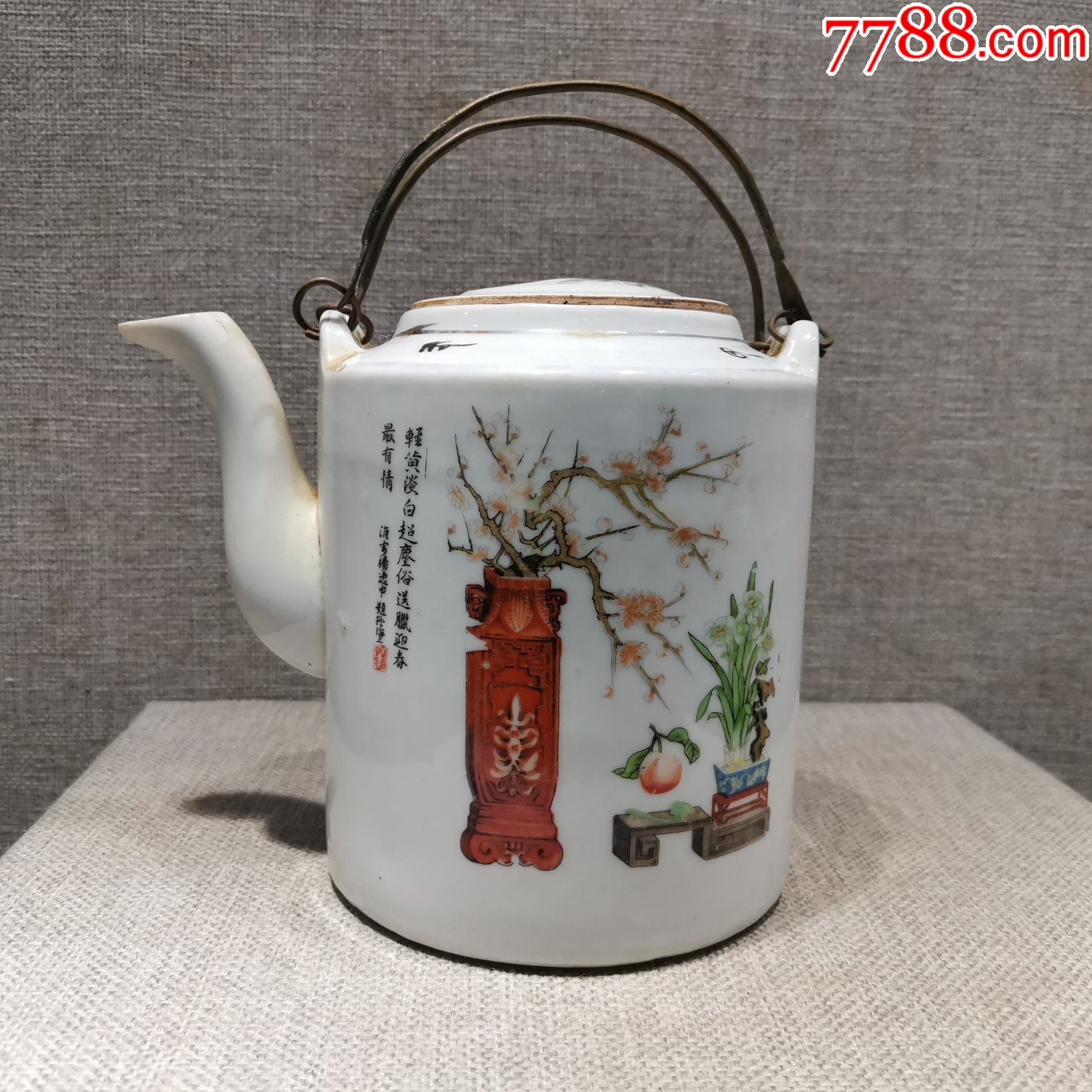 老茶壶古玩摆件收藏民国民俗老物件八股图茶壶包老保真