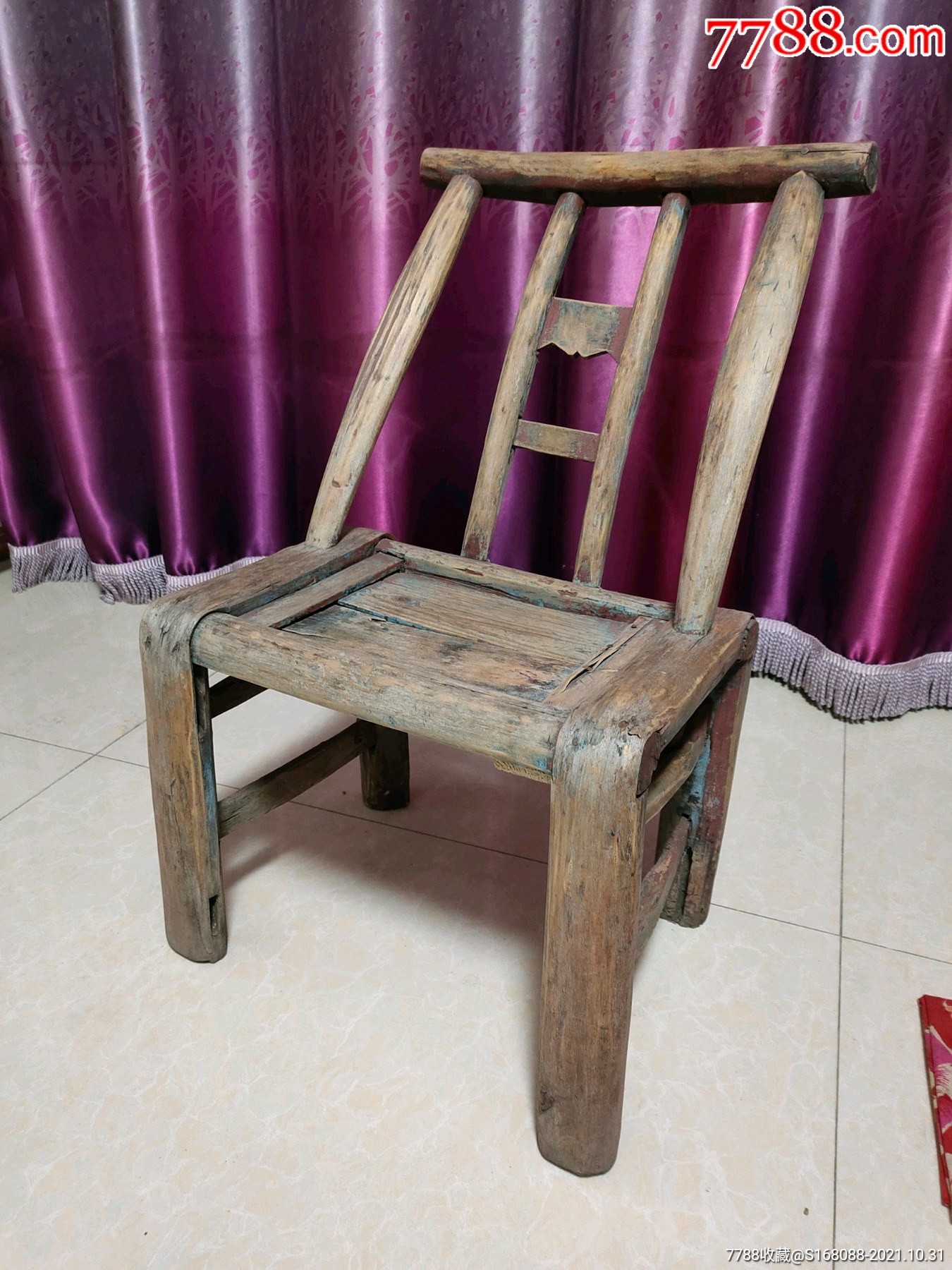 民国时期古董老物件老家具实木老椅子老式靠椅小板凳早期怀旧古董老