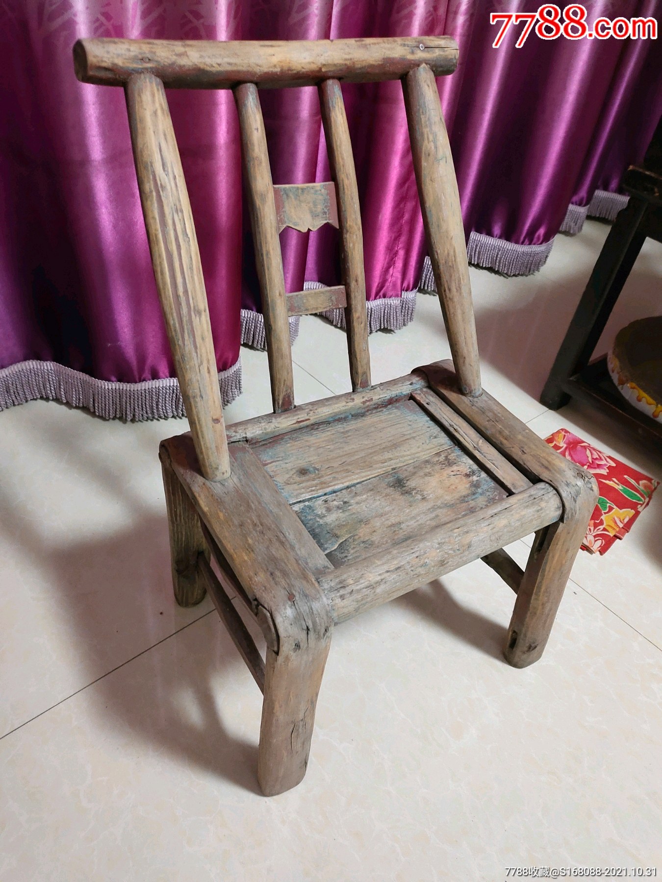 民国时期古董老物件老家具实木老椅子老式靠椅小板凳早期怀旧古董老