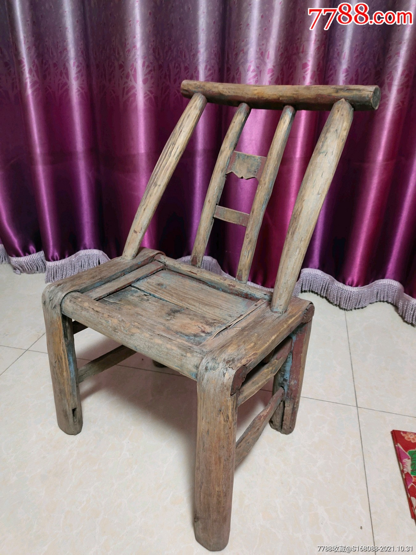 民国时期古董老物件老家具实木老椅子老式靠椅小板凳早期怀旧古董老