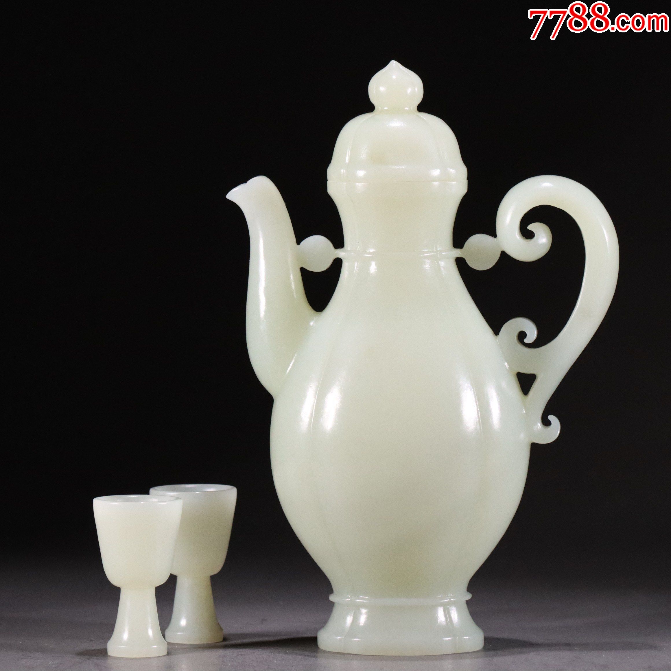 和田玉素工酒壶