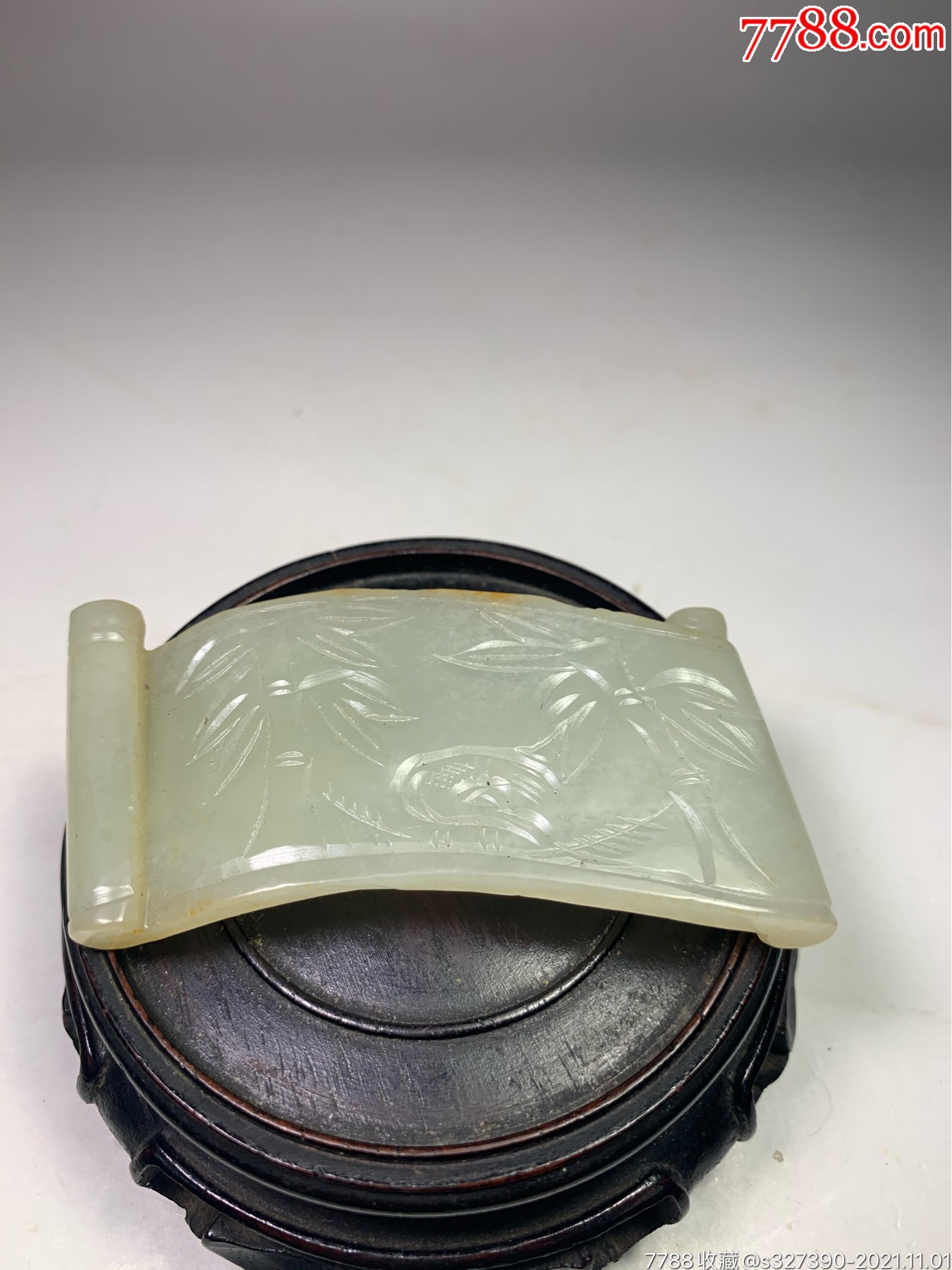 老玉和田玉明清白玉书卷式墨床