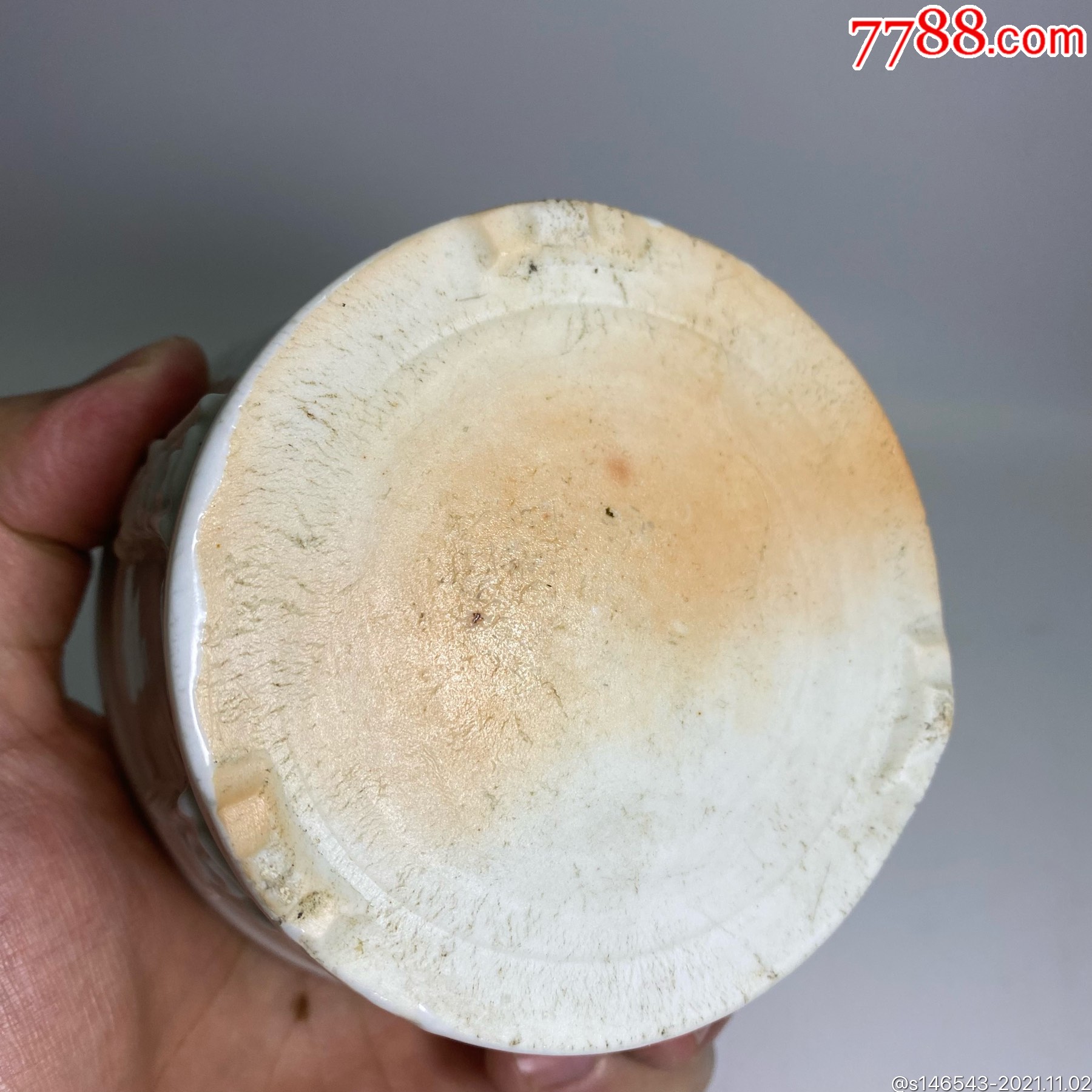 清代寿字白瓷香炉釉水漂亮器型规整火石红自然全品尺寸106