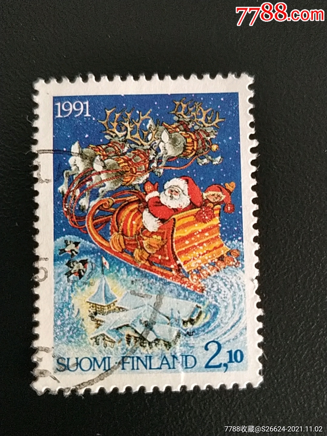 1991年芬兰圣诞节圣诞老人邮票1枚销