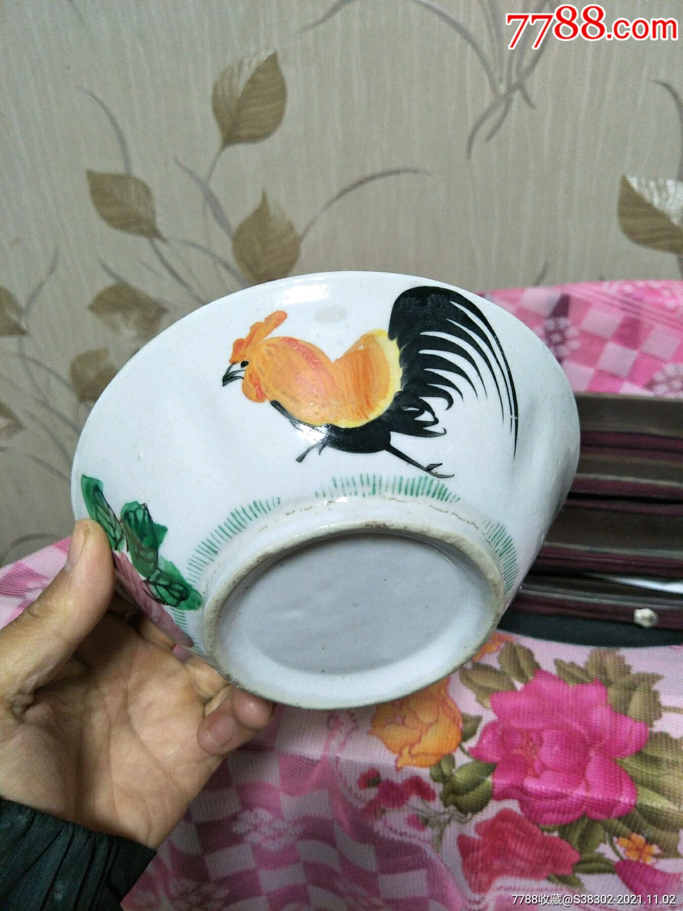 民国到五六七十年代粉彩公鸡碗鸡公碗一枚品相不错临清运河古玩店