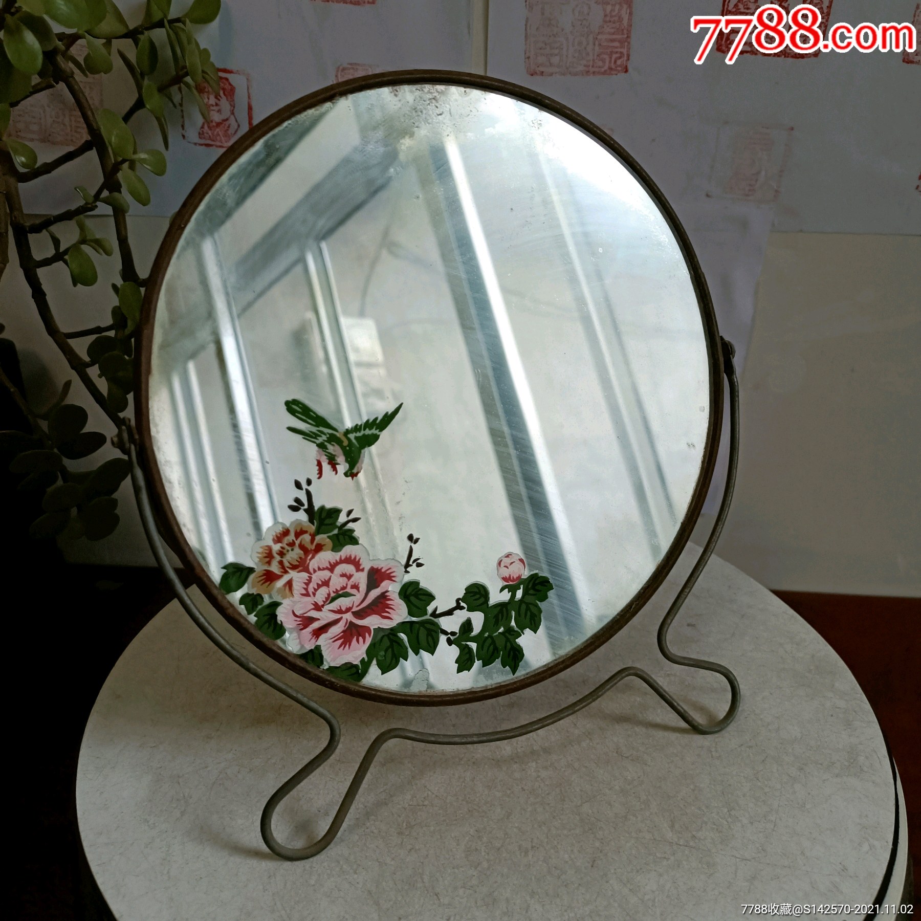 文革玻璃镜子一面品相完整如图所示保老保真