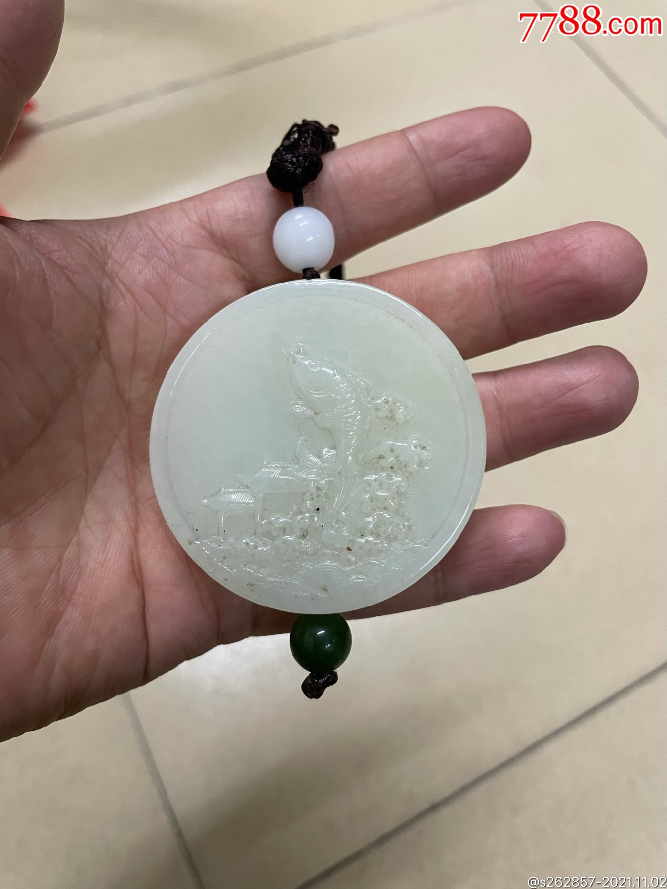 新疆和田玉鱼跃龙门挂件腰牌