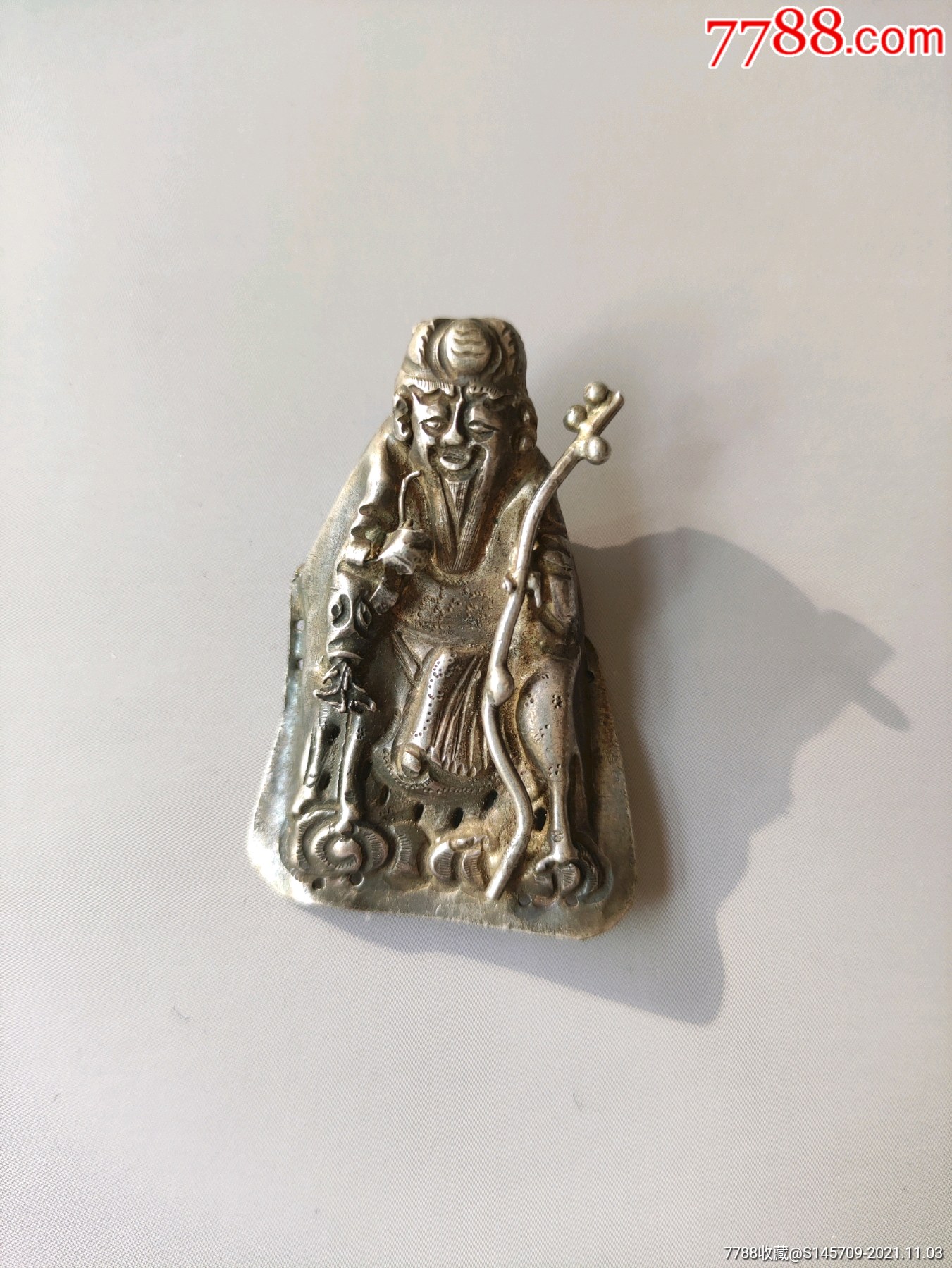 清代精工老银寿星帽饰人物工艺细腻全品大号喜欢的不要错过细节如图