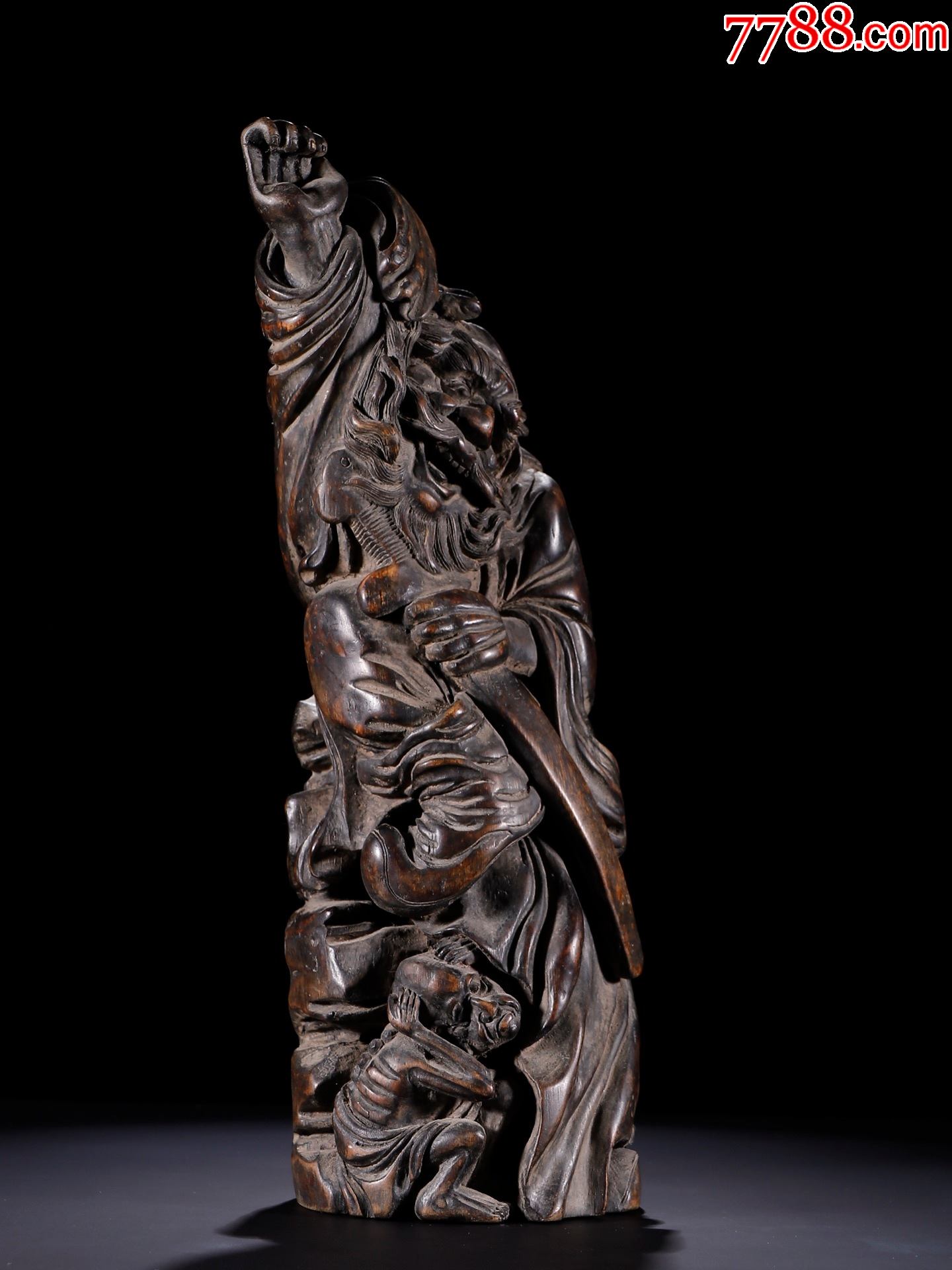 【老竹雕钟馗雕像】