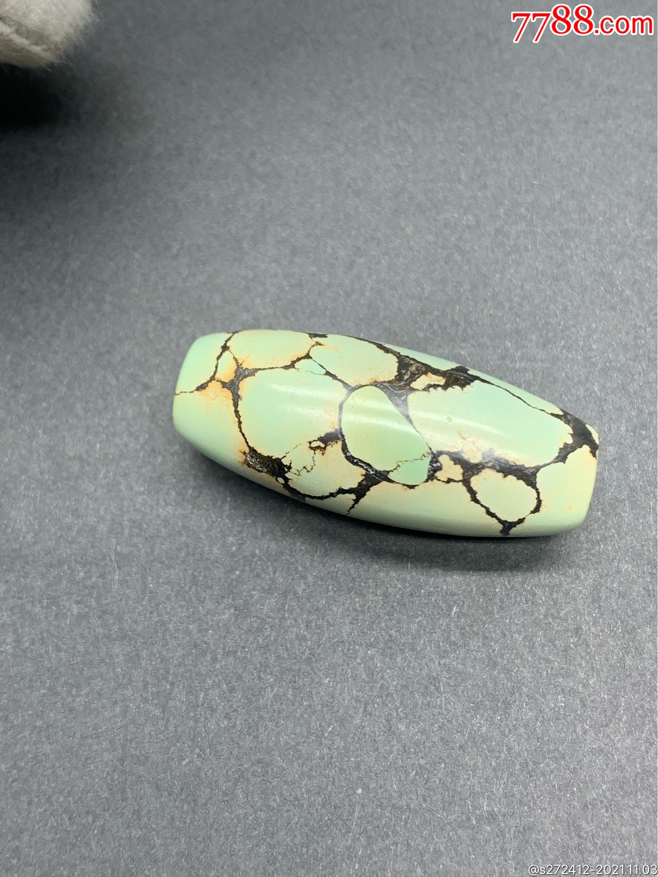 天然绿松石三色网花天珠