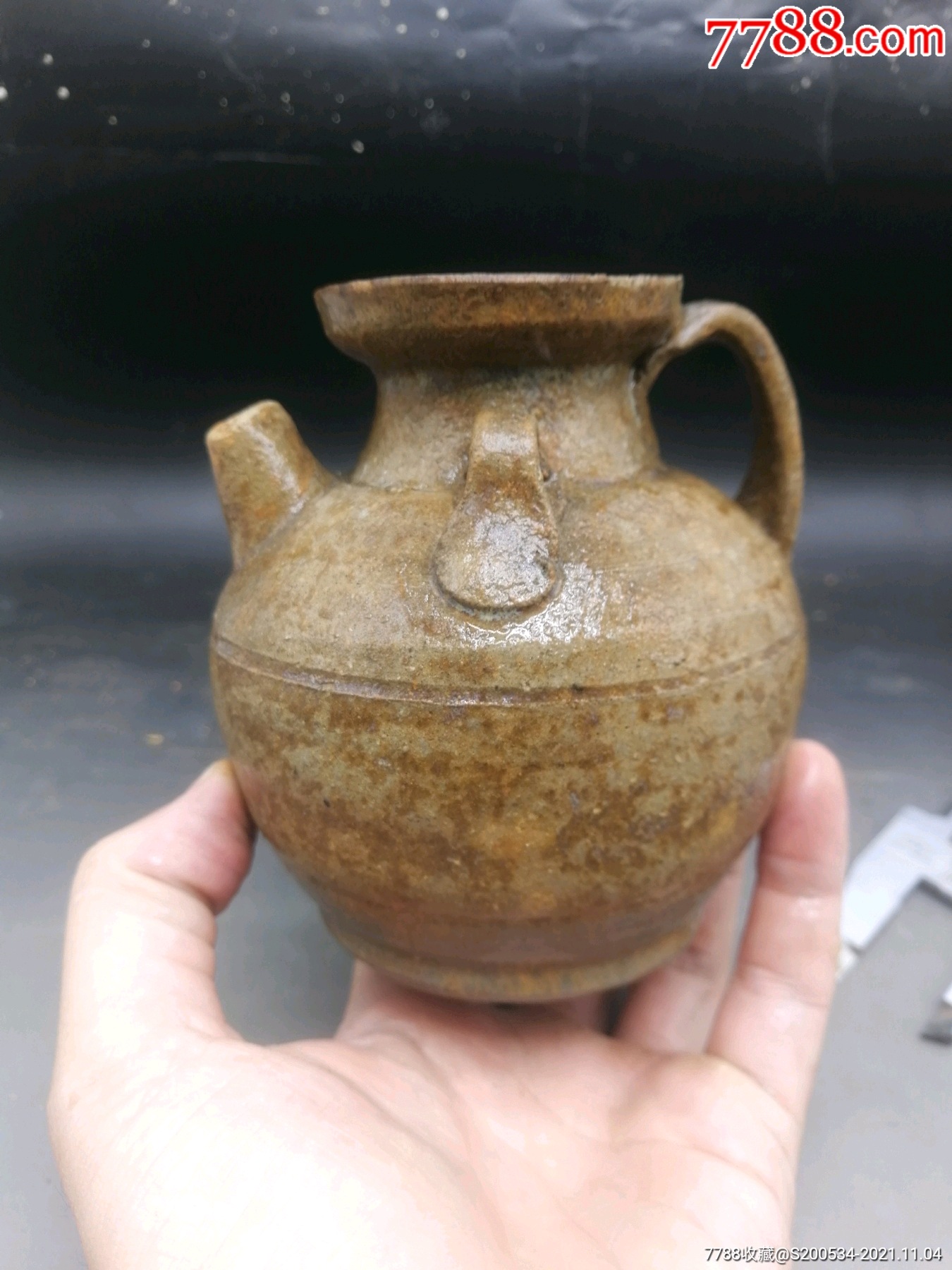 瓷器古玩收藏古董茶壶执壶礼品摆件高古老窑古朴规整宋代越窑小茶壶一