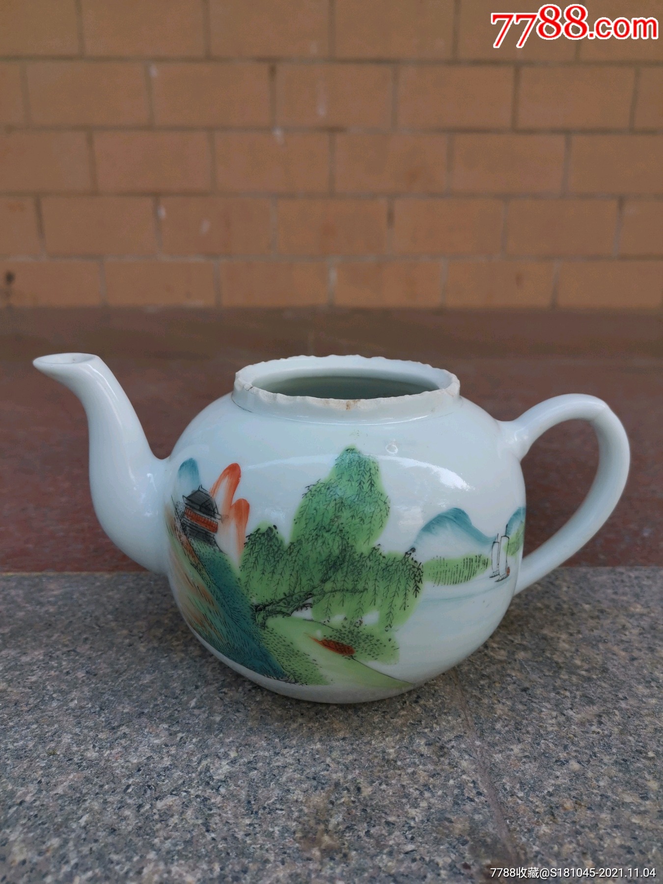 50年代景德镇瓷山水图案灯笼壶_茶壶【甩手掌柜】_第2张_7788钟表收藏