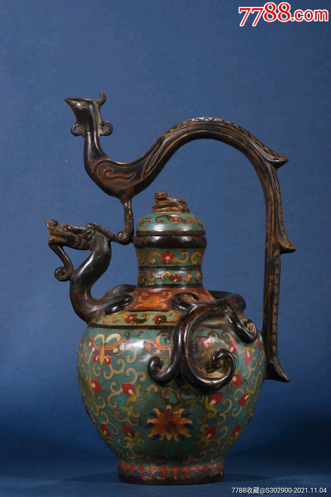 景泰蓝龙凤呈祥执壶高27x18