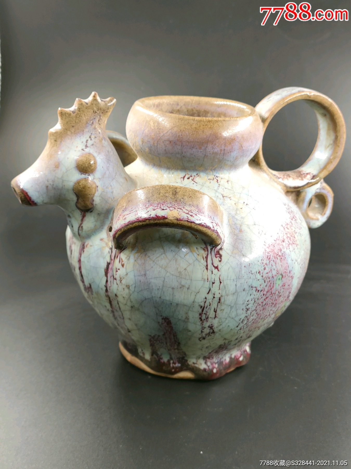 钧瓷鸡首壶_价格1008元【何掌柜古玩杂项】_第1张_7788商城__七七八八